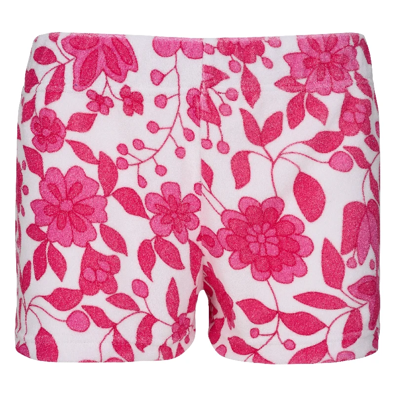 Amazing Deals Womens Floral Towelling Hipster Shorts | Fuchsia