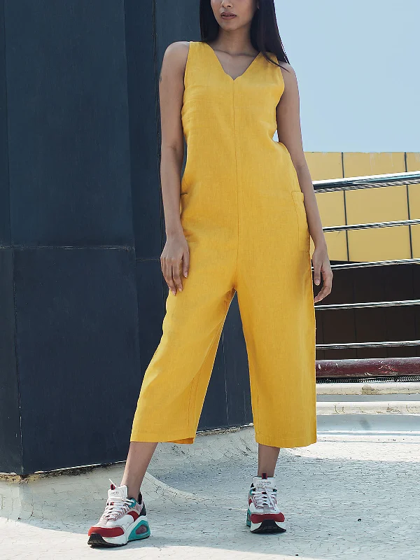 Extra Discounts Yarrow Linen Jumpsuit Mustard