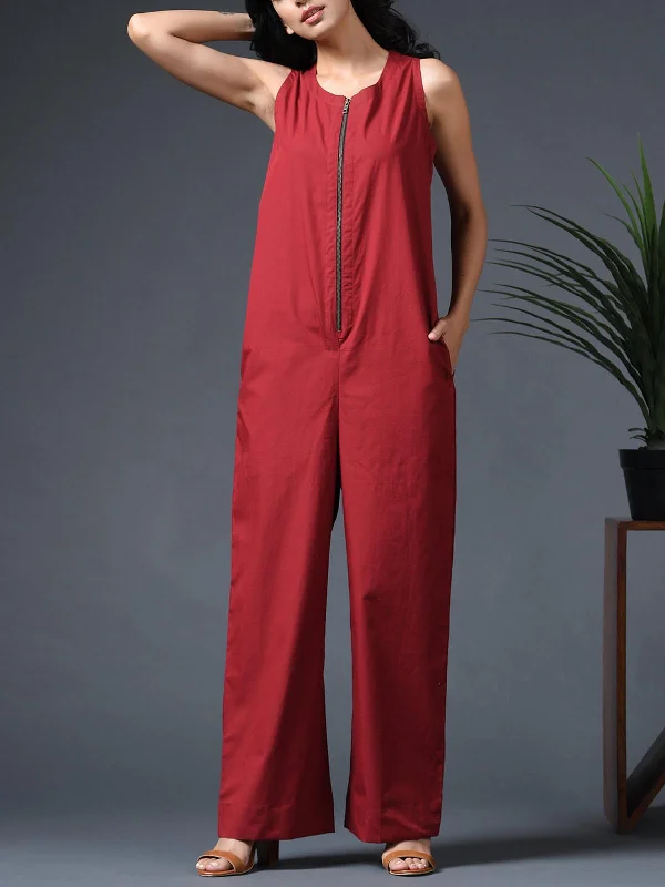 Today's Special Zipper Jumpsuit Maroon